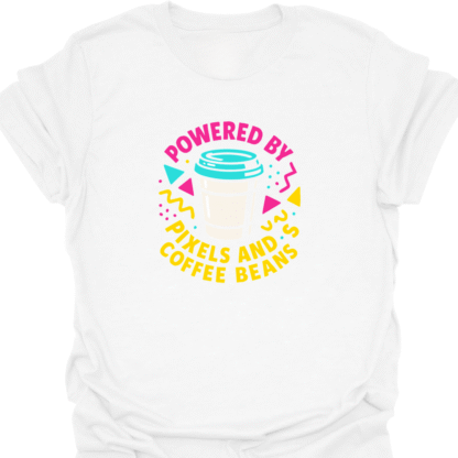 Powered by Pixels and Coffee Beans 90s Bold T-shirt - Image 4