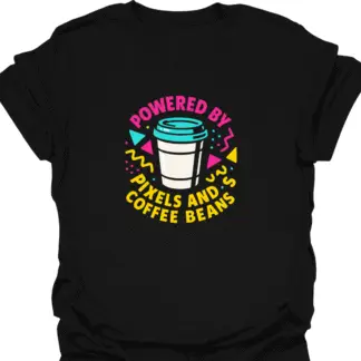 Powered by Pixels and Coffee Beans 90s Bold T-shirt