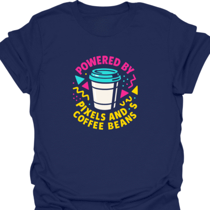 Powered by Pixels and Coffee Beans 90s Bold T-shirt - Image 6