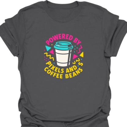 Powered by Pixels and Coffee Beans 90s Bold T-shirt - Image 7