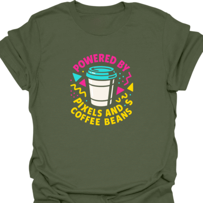 Powered by Pixels and Coffee Beans 90s Bold T-shirt - Image 8