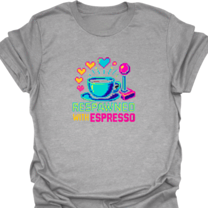 Respawned With Espresso Pixel Hearts T-Shirt - Image 2