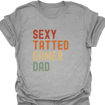 Sexy Tatted Gamer Dad Retro T-Shirt - Image 9