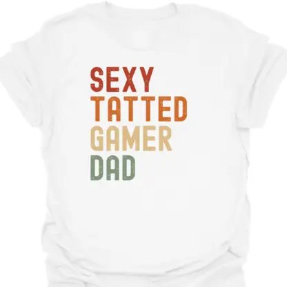 Sexy Tatted Gamer Dad Retro T-Shirt - Image 10