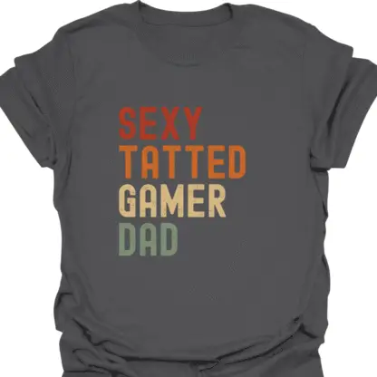 Sexy Tatted Gamer Dad Retro T-Shirt - Image 13