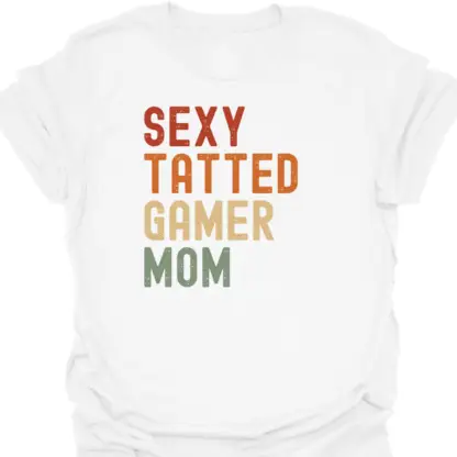 Sexy Tatted Gamer Mom Retro T-Shirt - Image 10